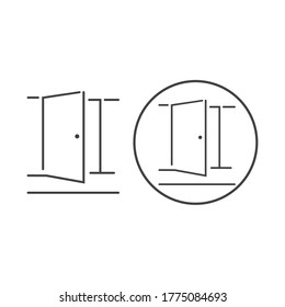 Icono de la puerta en un estilo plano de moda aislado en un fondo gris. Abrir símbolo de puerta para el diseño de tu sitio web, logotipo, aplicación, interfaz de usuario. Ilustración del vector, EPS10.