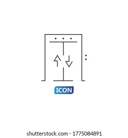 Icono de la puerta en un estilo plano de moda aislado en un fondo gris. Abrir símbolo de puerta para el diseño de tu sitio web, logotipo, aplicación, interfaz de usuario. Ilustración del vector, EPS10.