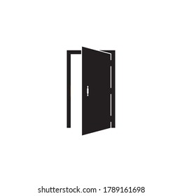 Icono de la puerta en un estilo plano de moda aislado en un fondo gris. Abrir símbolo de puerta para el diseño de tu sitio web, logotipo, aplicación, interfaz de usuario. Ilustración del vector, EPS10.