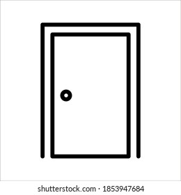 Icono de la puerta en un estilo plano de moda aislado en un fondo blanco. Abrir símbolo de puerta para el diseño de tu sitio web, logotipo, aplicación, interfaz de usuario. Ilustración del vector, modificable por color