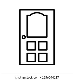 Icono de la puerta en un estilo plano de moda aislado en un fondo blanco. Abrir símbolo de puerta para el diseño de tu sitio web, logotipo, aplicación, interfaz de usuario. Ilustración del vector, modificable por color