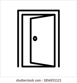 Icono de la puerta en un estilo plano de moda aislado en un fondo blanco. Abrir símbolo de puerta para el diseño de tu sitio web, logotipo, aplicación, interfaz de usuario. Ilustración del vector, modificable por color