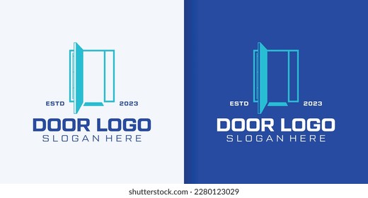 Door Icon in trendy flat style isolated on blue background. Open door symbol for your web site design, logo, app, U I. Vector illustration