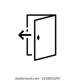 Icono de puerta de estilo plano moderno aislado en fondo gris. Símbolo de puerta abierta para el diseño de tu sitio web, logotipo, aplicación, interfaz de usuario. Ilustración del vector, EPS10.