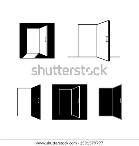 Door icon in trendy flat style isolated on black and white background. Open door symbol for your web site design, logo, app, UI. Vector illustration.