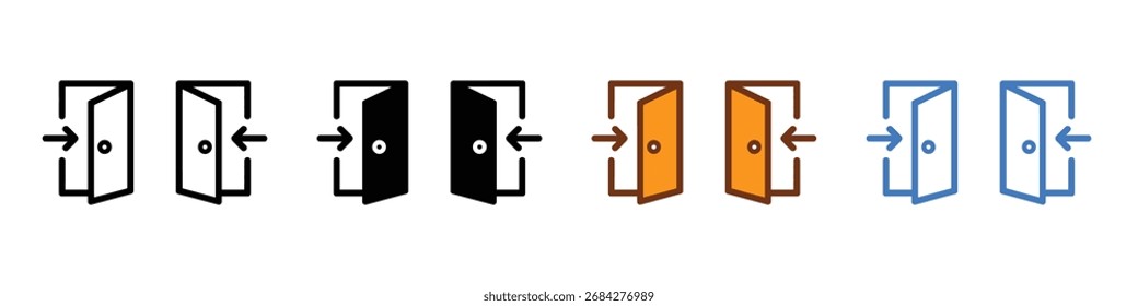 Icono de puerta. Vector de accesibilidad y bienvenida. Ilustración vectorial.