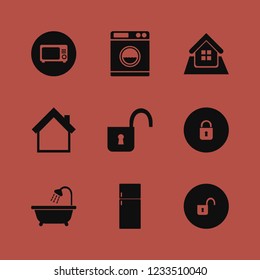 door icon. door vector icons set lock, microwave, bathroom shower and open lock