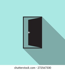 Door icon. Vector illustration flat design with long shadow