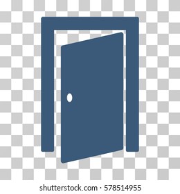 Door icon. Vector illustration style is flat iconic symbol, blue color, transparent background. Designed for web and software interfaces.