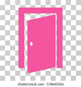 Door icon. Vector illustration style is flat iconic symbol, pink color, transparent background. Designed for web and software interfaces.