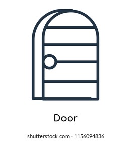 Door icon vector isolated on white background. thin symbols or lined elements in outline style