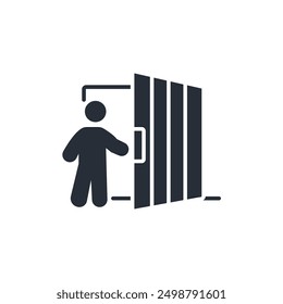 Icono de la puerta. Vector. Movimiento editable. signo de estilo lineal para uso Diseño web, logotipo. Ilustración de símbolo.
