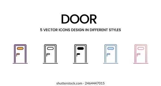 Door icons set in different style vector stock illustration