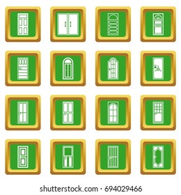 Door icons set in green color isolated vector illustration for web and any design