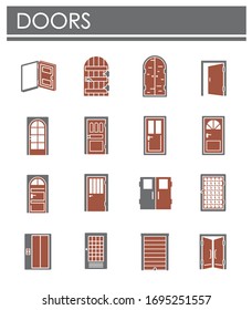 Door icons set on background for graphic and web design. Creative illustration concept symbol for web or mobile app.