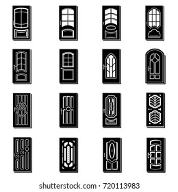 Door icons set. Simple illustration of 16 door vector icons for web