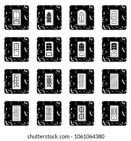 Door icons set vector grunge isolated on white background 