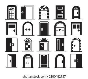 door icons set vector illustration