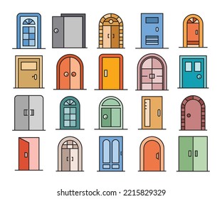 ilustración vectorial de iconos de puerta