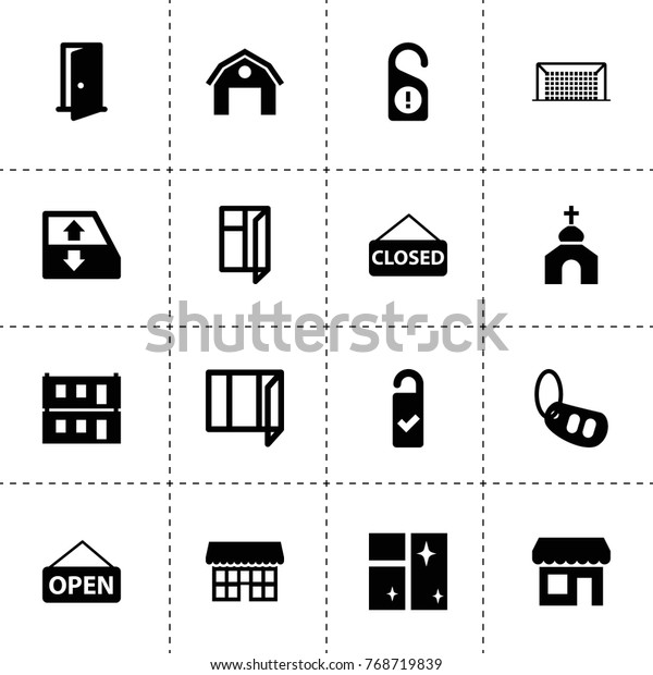 Door Icons Vector Collection Filled Door Stock Vector