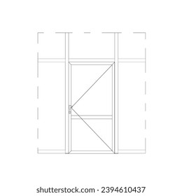 Icono de la ilustración geométrica de la puerta sobre fondo blanco
