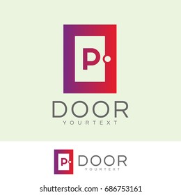 door initial Letter P Logo design