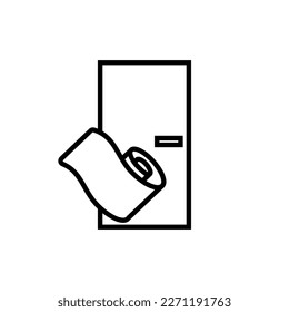 Door and insulation tape to protect the door from the cold. Linear door and tape icon.