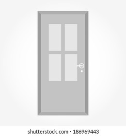 door, interior, rectangular bits of glass, vector