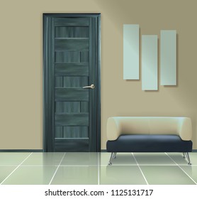 door in the interior. vector illustration