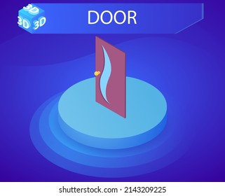 Door isometric design icon. Vector web illustration. 3d colorful concept