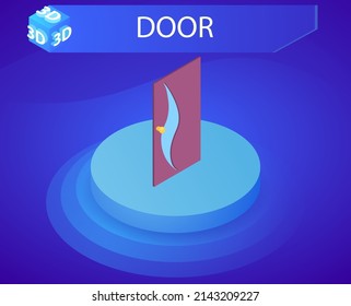 Door isometric design icon. Vector web illustration. 3d colorful concept