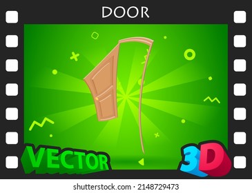 Door isometric design icon. Vector web illustration. 3d colorful concept