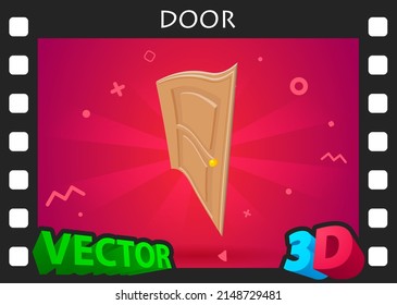Door isometric design icon. Vector web illustration. 3d colorful concept