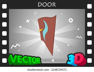 Icono de diseño isométrico de la puerta. Ilustración web de vectores. 3.ª colorida concepción