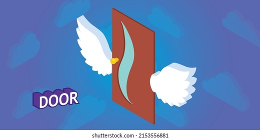 Door isometric design icon. Vector web illustration. 3d colorful concept