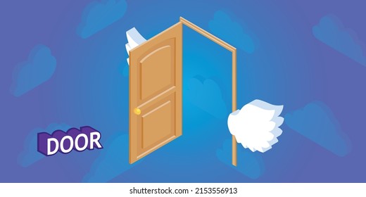 Door isometric design icon. Vector web illustration. 3d colorful concept