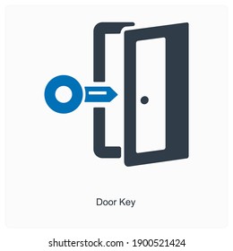Door key and key card icon concept