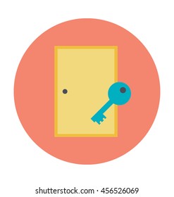 Door with Key Colored Vector Illustration