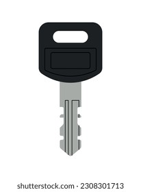 Door key concept. Icon for website. Key for apartment, office or garage, showcase. Security of private property and buildings. Cartoon flat vector illustration isolated on white background