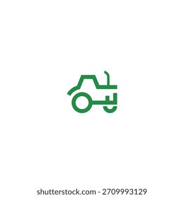 Türschlüssel und Ackerschlepper Logo Design Kombination.