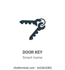 Door key glyph icon vector on white background. Flat vector door key icon symbol sign from modern smart home collection for mobile concept and web apps design.