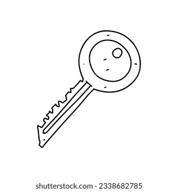 Llave de puerta. Estilo de doodle dibujado a mano. Ilustración vectorial aislada en blanco. Colorido de la página.