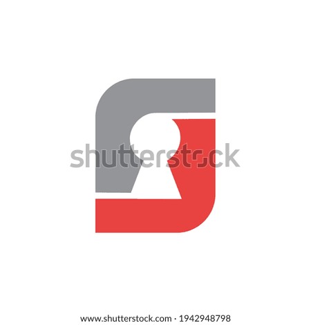 Door key hole logo design, flat keyhole icon, security lock symbol - Vector