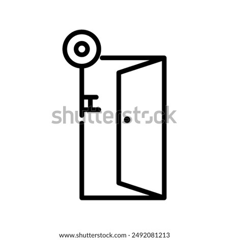 Door key icon (2) linear logo mark in black and white