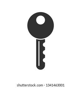 Door key icon. Black vector isolated key sign.