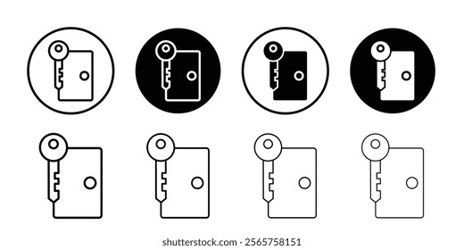 Door key icon Black and white outline vector