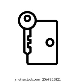 Door key icon Black and white outline vector