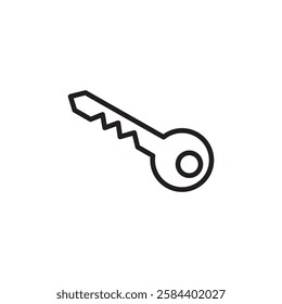 Door key icon black and white vector outline sign