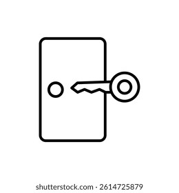 Door key icon black and white vector sign