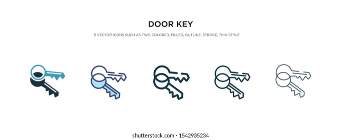door key icon in different style vector illustration. two colored and black door key vector icons designed in filled, outline, line and stroke style can be used for web, mobile, ui